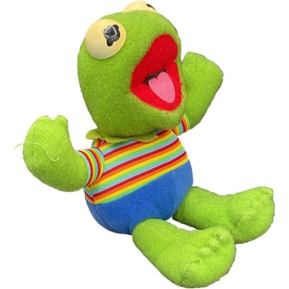 Vintage Hasbro Softie Muppet Babies Kermit The Frog Stuffed Animal Toy - Picture 1 of 8